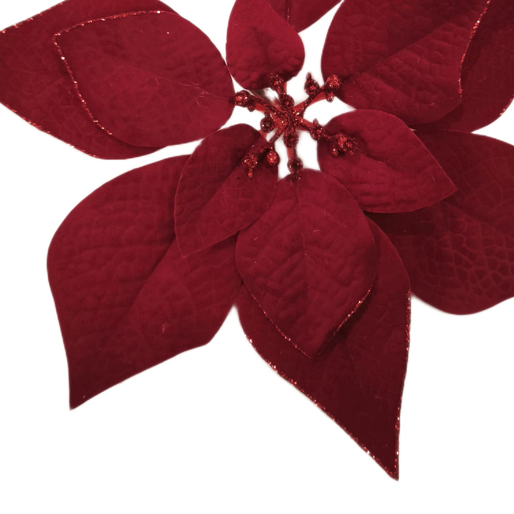 Red Glitter Poinsettia Christmas Clip Ornament, 11", by Holiday Time