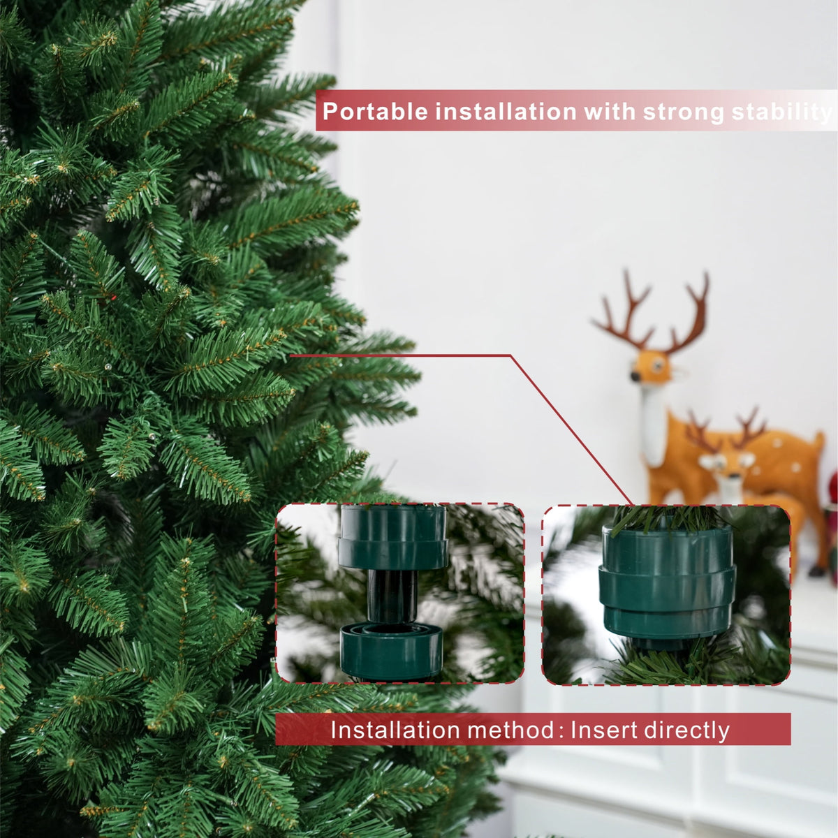 6' Premium Pine Artificial Christmas Tree with Hinged Branches & 60 Pine Cones