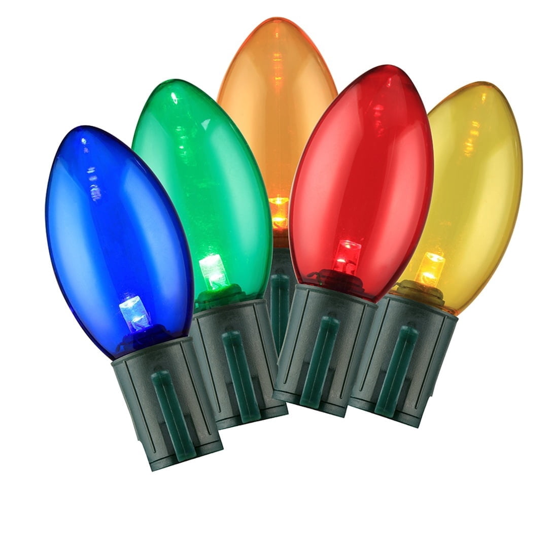 Indoor/Outdoor 25-Count LED Random Twinkling C9 Christmas String Lights, Multicolor, Green Wire, 14', by Holiday Time