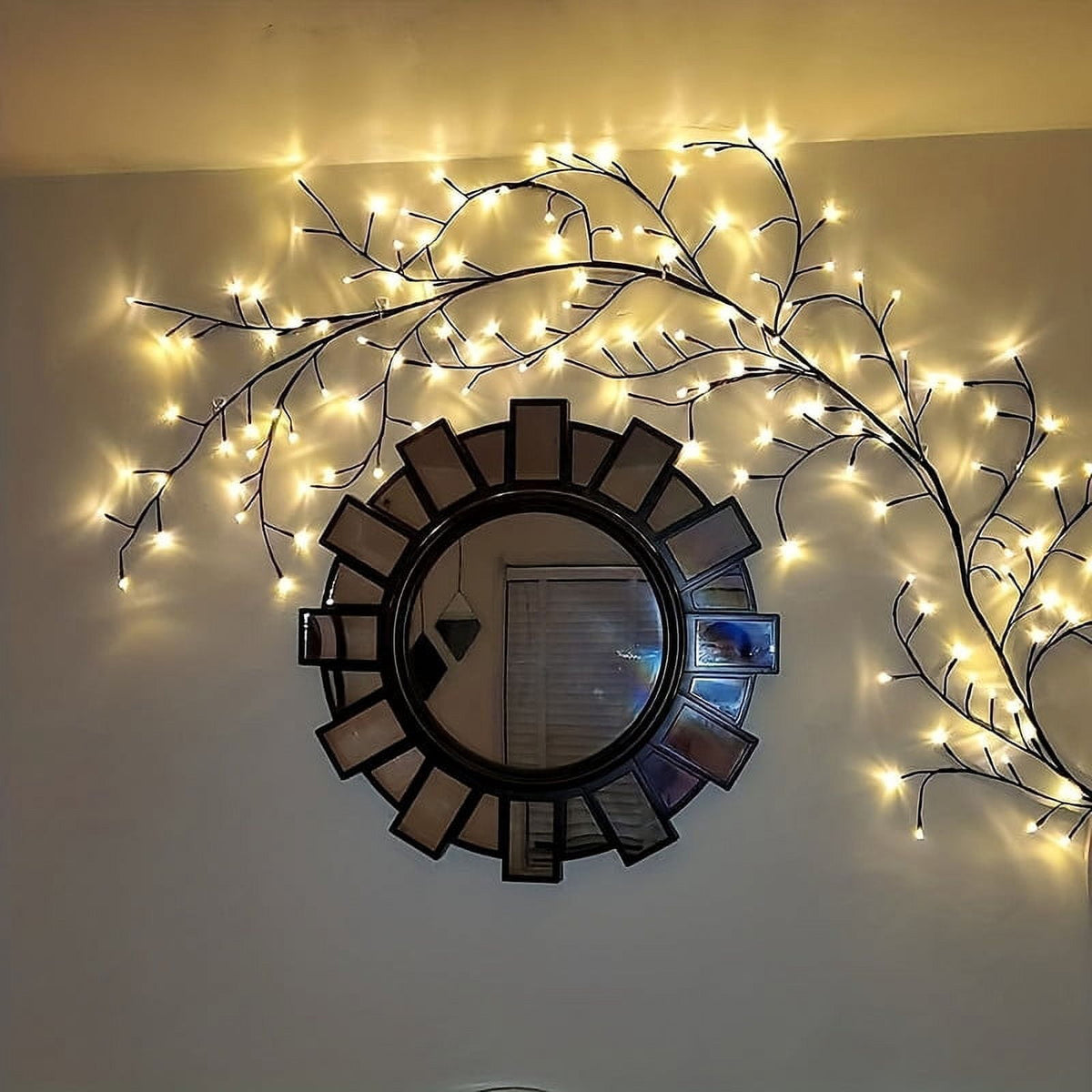 96 LED Indoor Wall Tree Lights Willow Vine Light Artificial Plants Tree Branches Lights 8 Modes 6 FT Flexible Enchanted Christmas Decoration (Warm White)