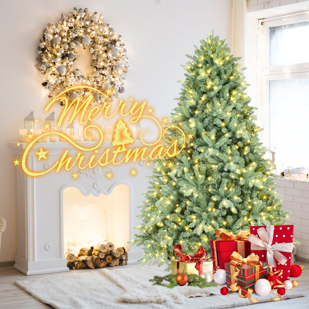 Makeatree 6FT Prelit Blue Spruce Artificial Christmas Tree w/ 500 LED Lights,1878 PE&PVC Branch Tips
