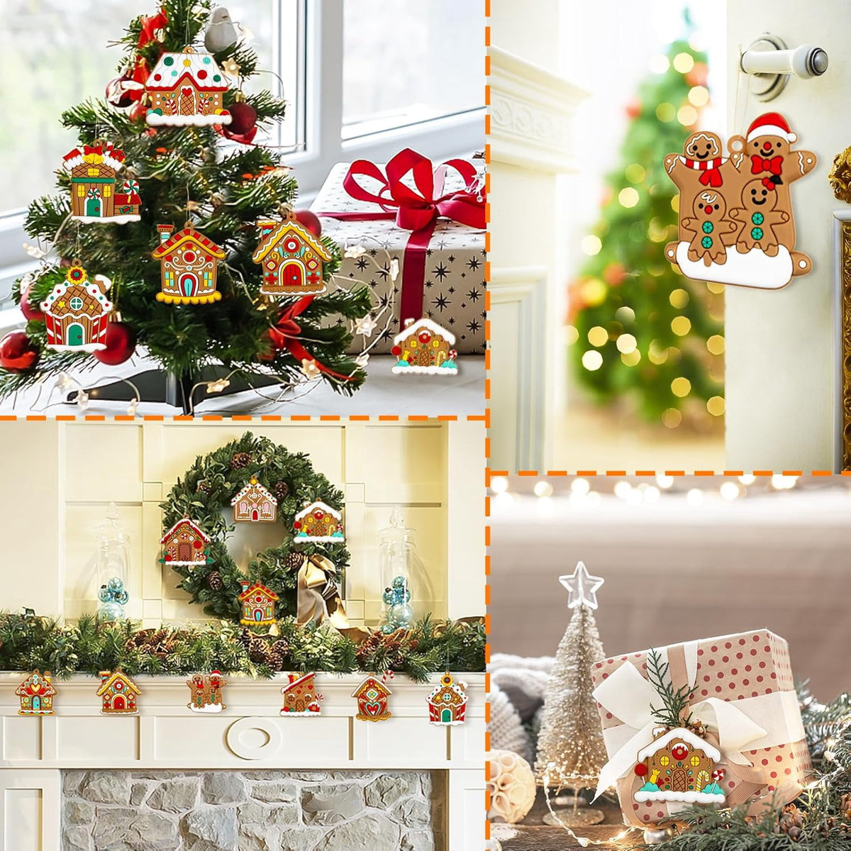 Ayieyill 14Pcs Christmas Ornaments Gingerbread Christmas Tree Decorations Holiday Decor (Classic)