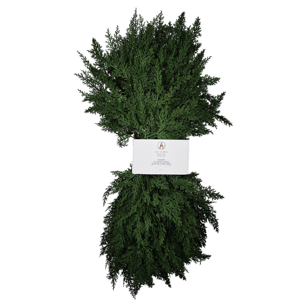 My Texas House Natural Feel Cedar Unlit Artificial Christmas Garland, Green, 9'