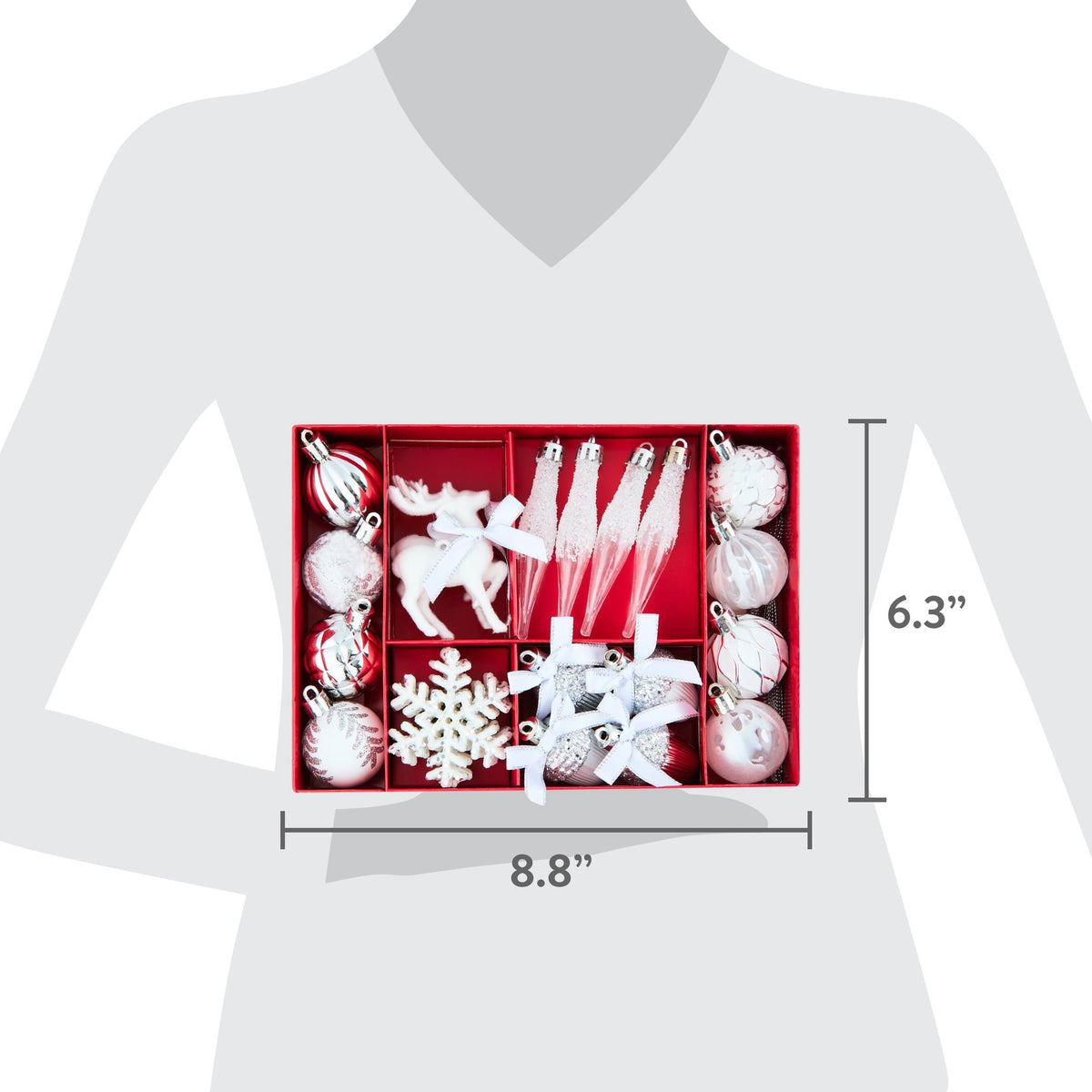 24-Count White and Silver Mini Christmas Ornaments, by Holiday Time