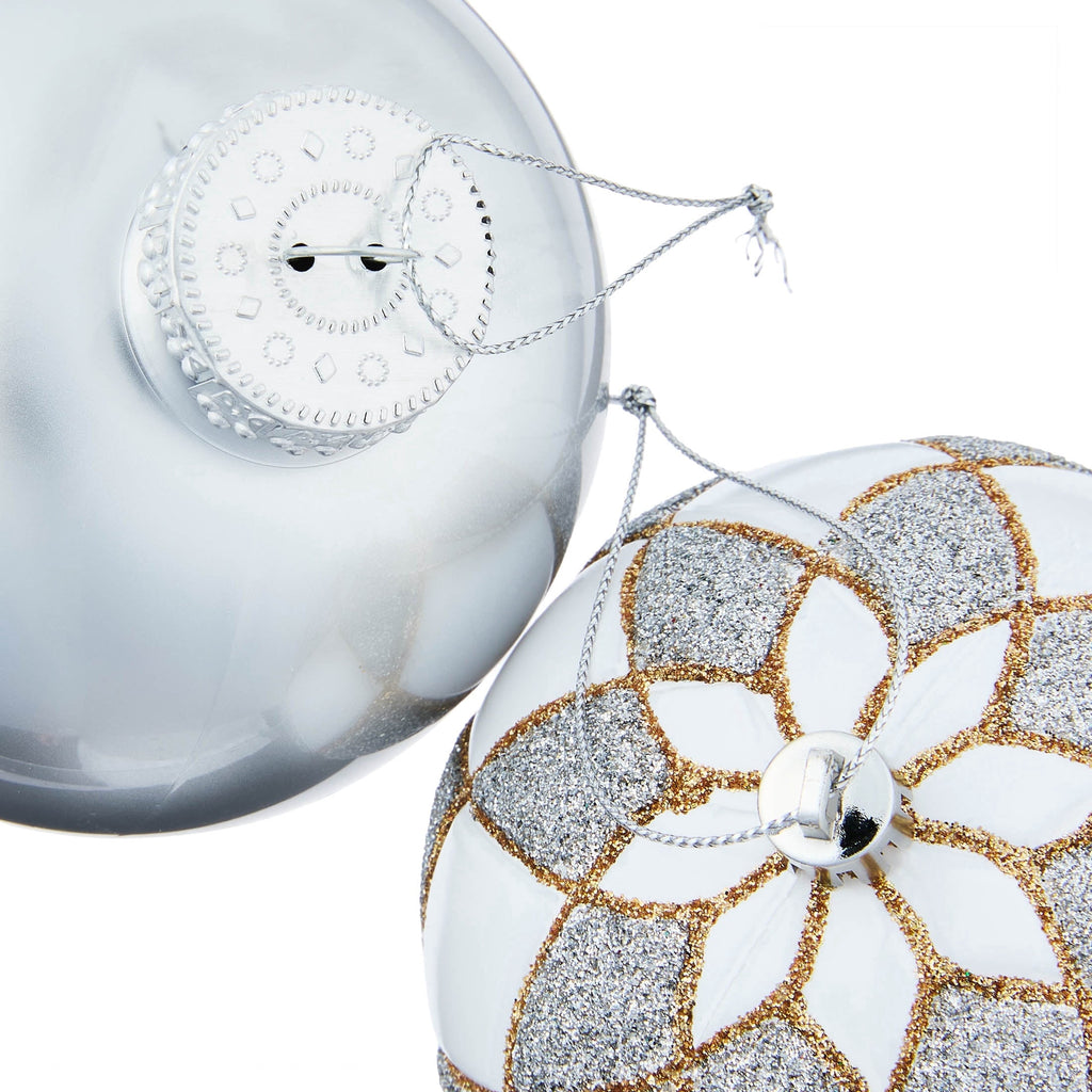 8-Count Silver and White Ball Shatterproof Christmas Ornaments, 4.3", by Holiday Time