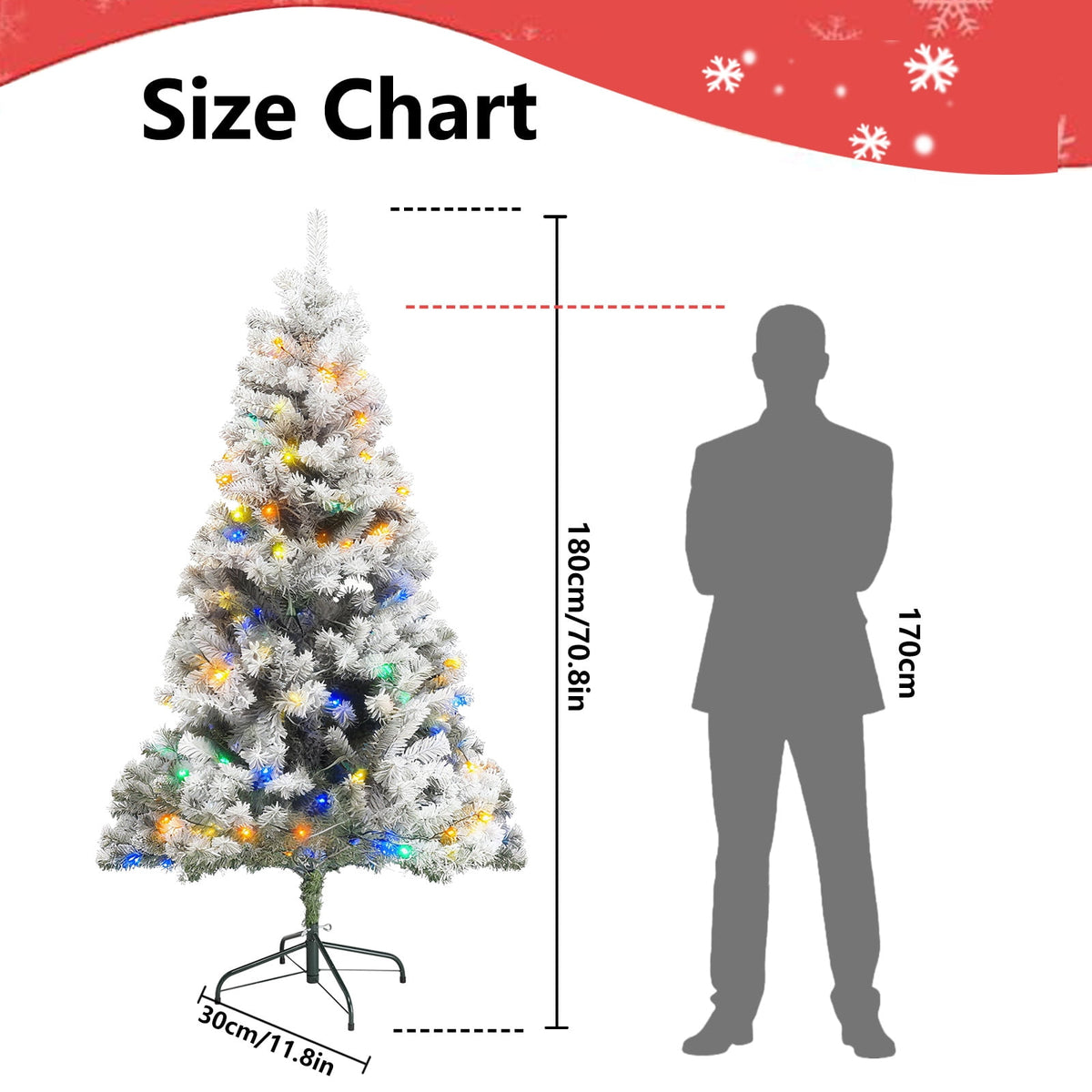 6/7ft Christmas Tree Small Artificial Pencil Tree Fake Christmas Tree with Lights Stand for Xmas Home Office Holiday Decoration