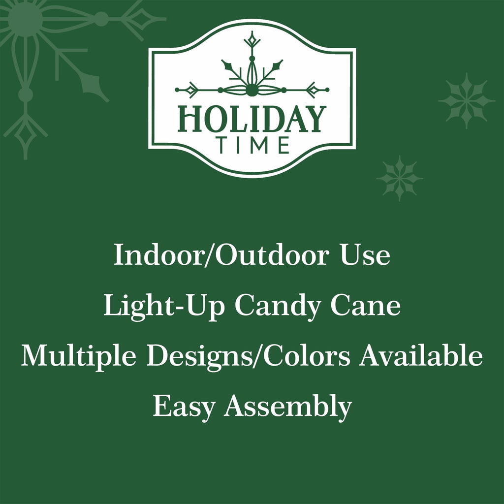 Light-Up Candy Cane Outdoor Christmas Yard Stakes, Green and White, 26", Set of 3, by Holiday Time