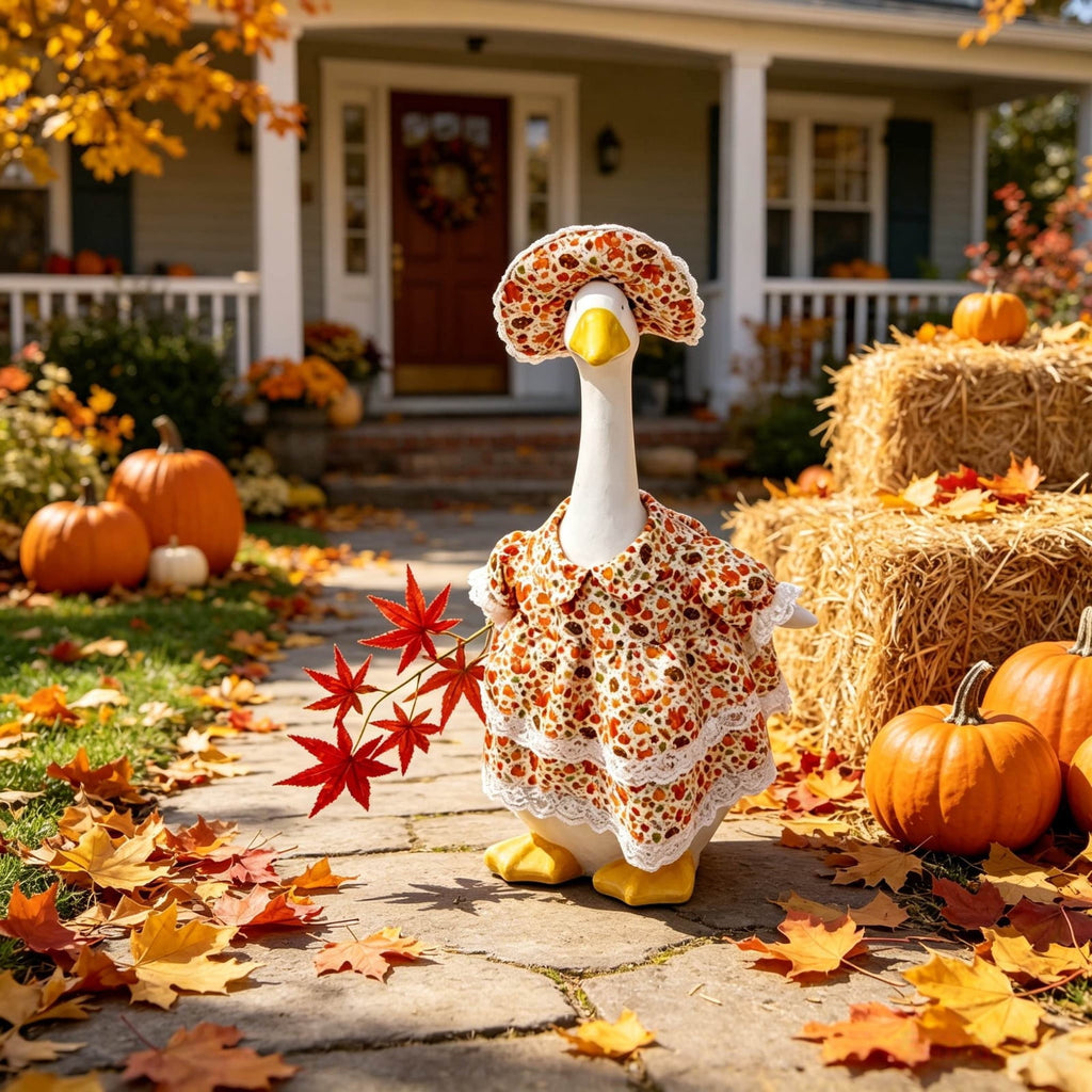 Lzobxe Porch Goose Clothes, Casual Style Lawn Yard Garden Decor for 23" High Cement or Plastic Geese, Goose Costume for All Season and Occasiona