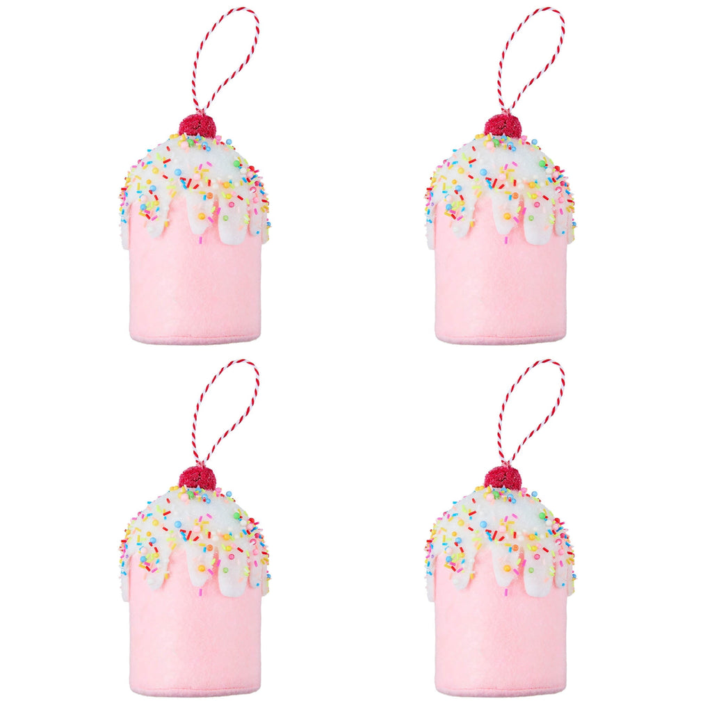 4-Count Pink and White Cupcake Christmas Ornaments, 5", by Holiday Time