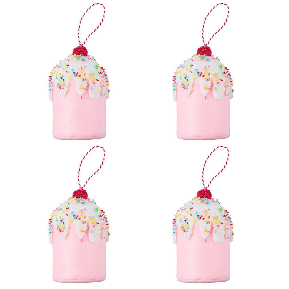 4-Count Pink and White Cupcake Christmas Ornaments, 5", by Holiday Time