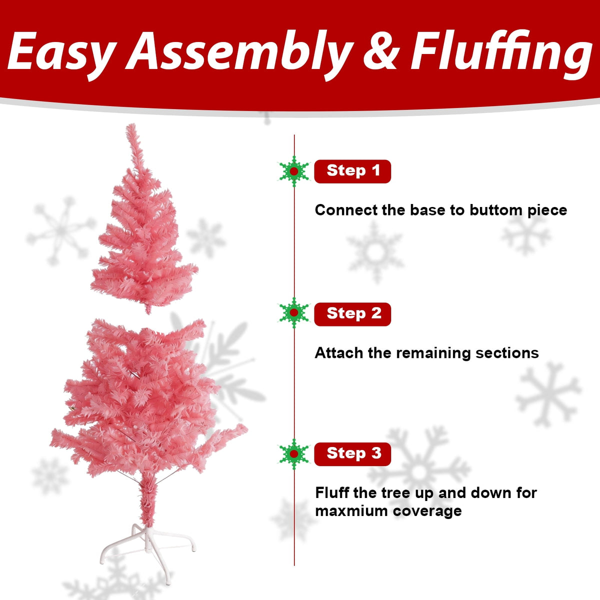 AGCAN Artificial Christmas Tree, 5ft Unlit Christmas Pine Tree with 350 Branch Tips, Xmas Tree with Metal Stand for Indoor Home Office Decor, Green