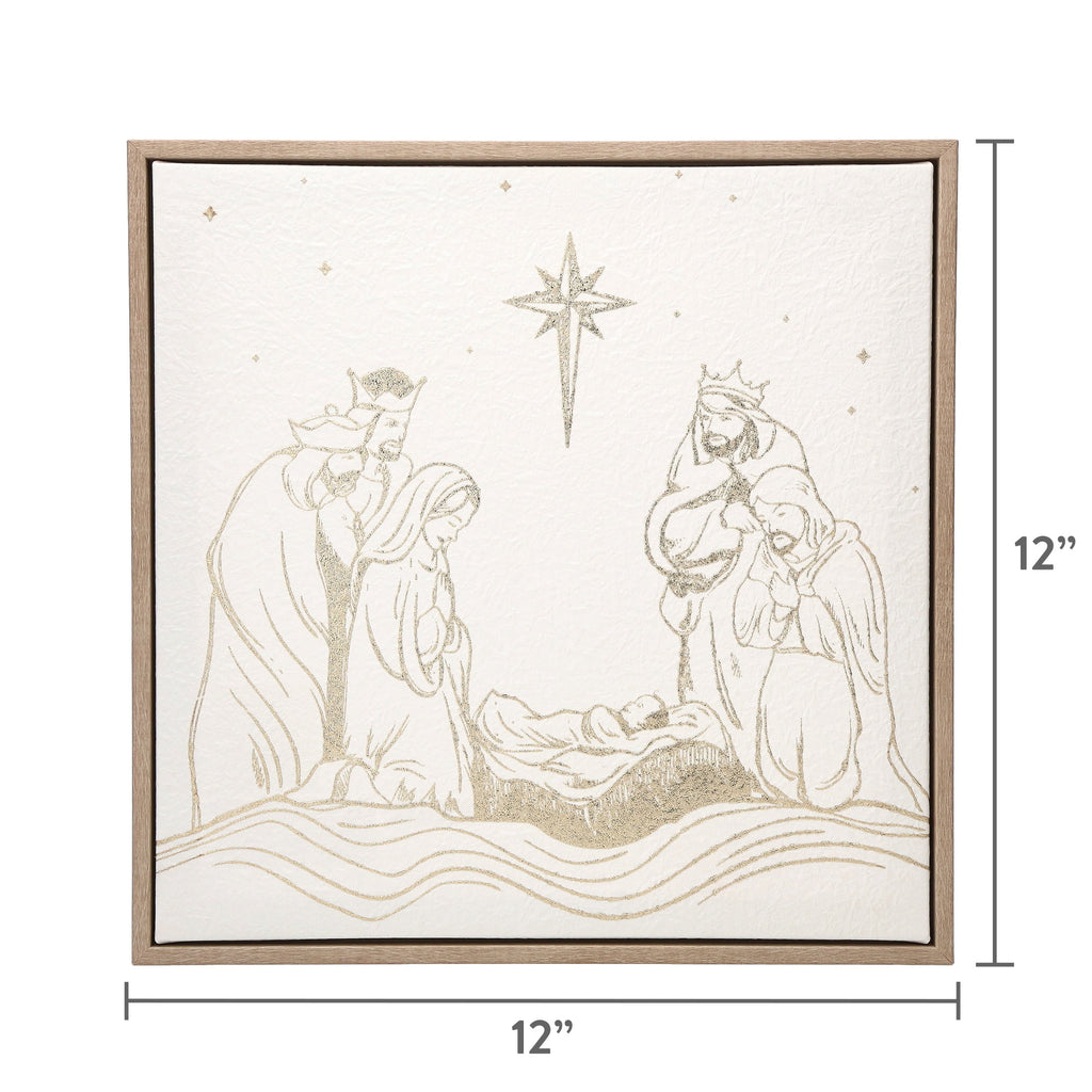 Nativity Scene Framed Christmas Wall Art, Multicolor, 12" x 12", by Holiday Time