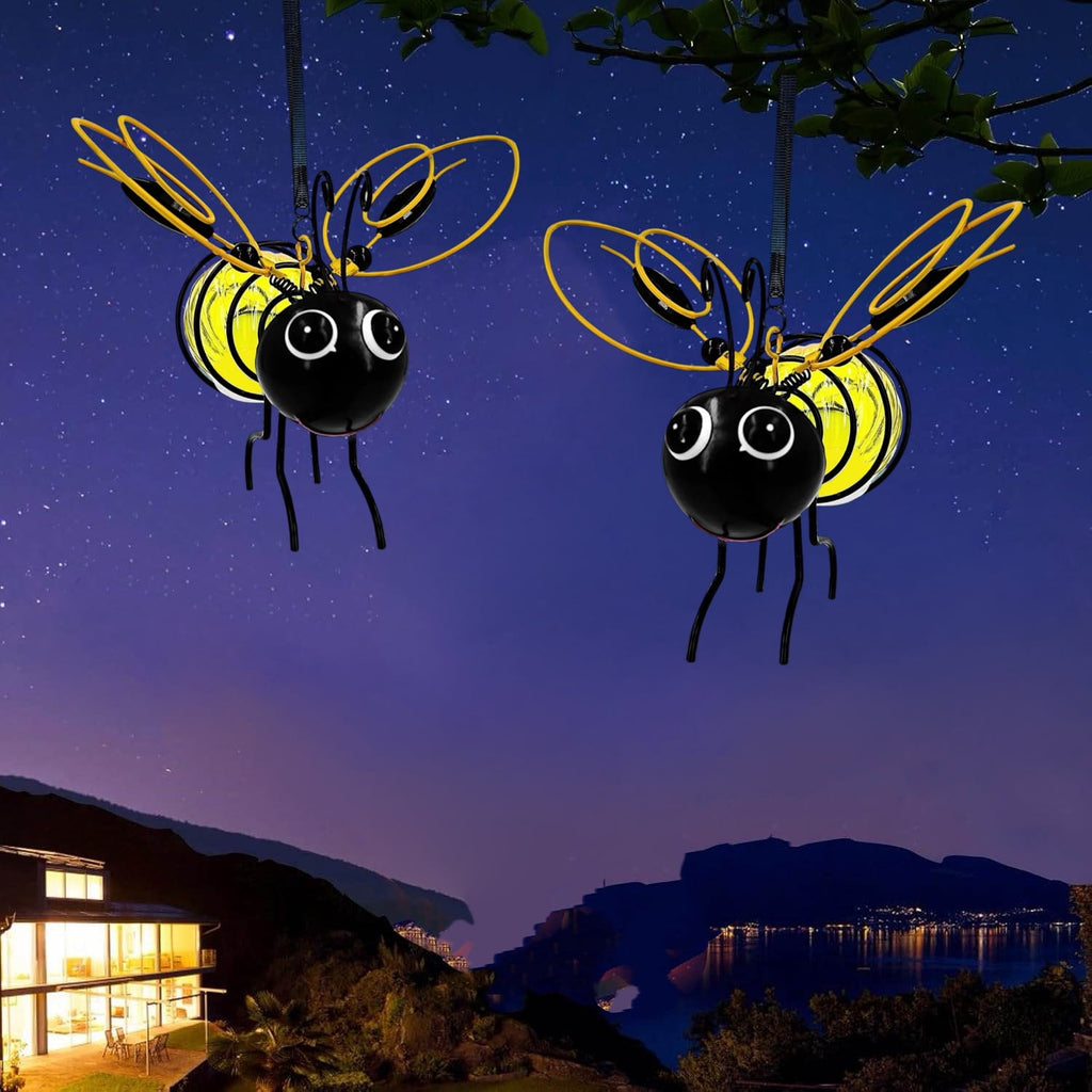 2 Pack Solar Butterfly Hanging Lantern Waterproof LED Outdoor Decor Light for Patio Garden Yard Pathway Balcony Porch Backyard
