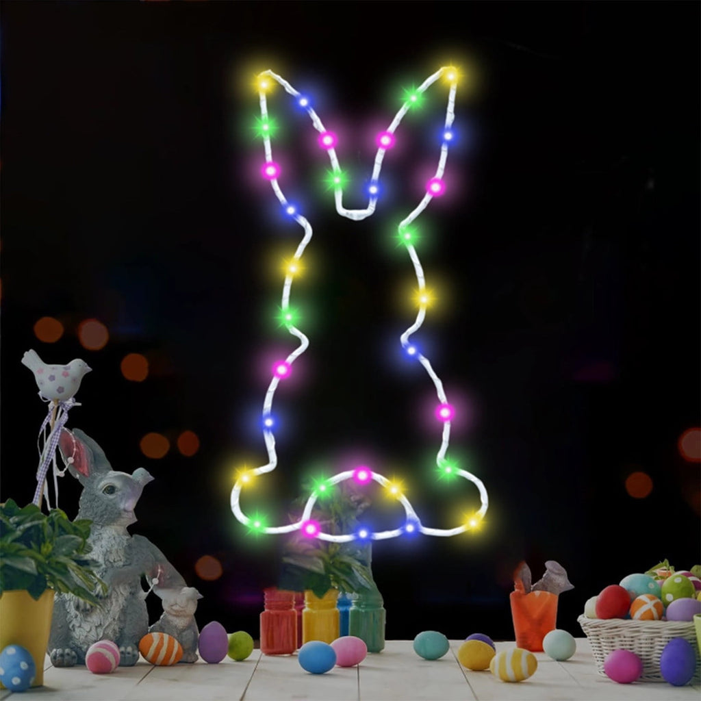 Easter Decorations - String Lights - Easter Tinted Window Lights Bunny Easter Eggs Indoor Decorations Easter Tinted Window Lights Decorative Suction Cups Battery Operated