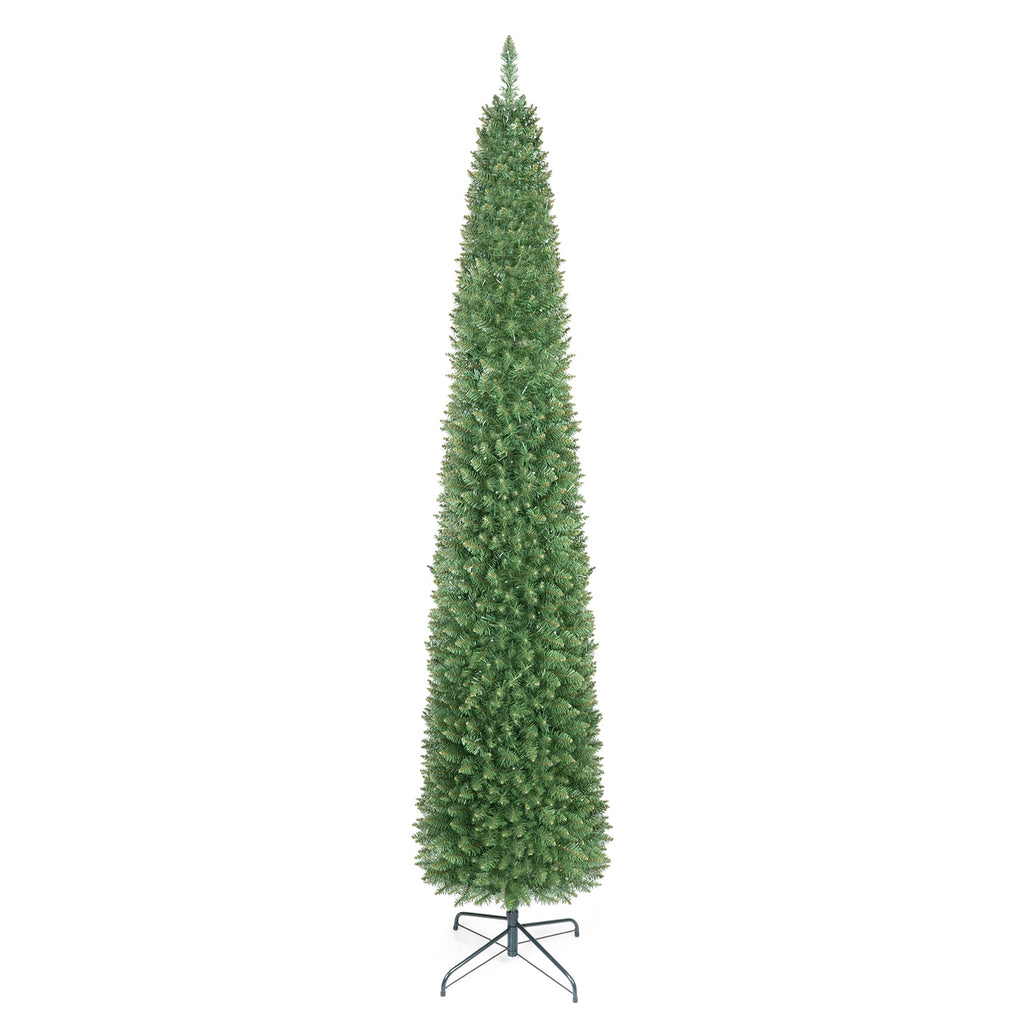 Costway 5 FT Pre-Lit Pencil Christmas Tree with 150 LED Lights & 296 Branch Tips Party