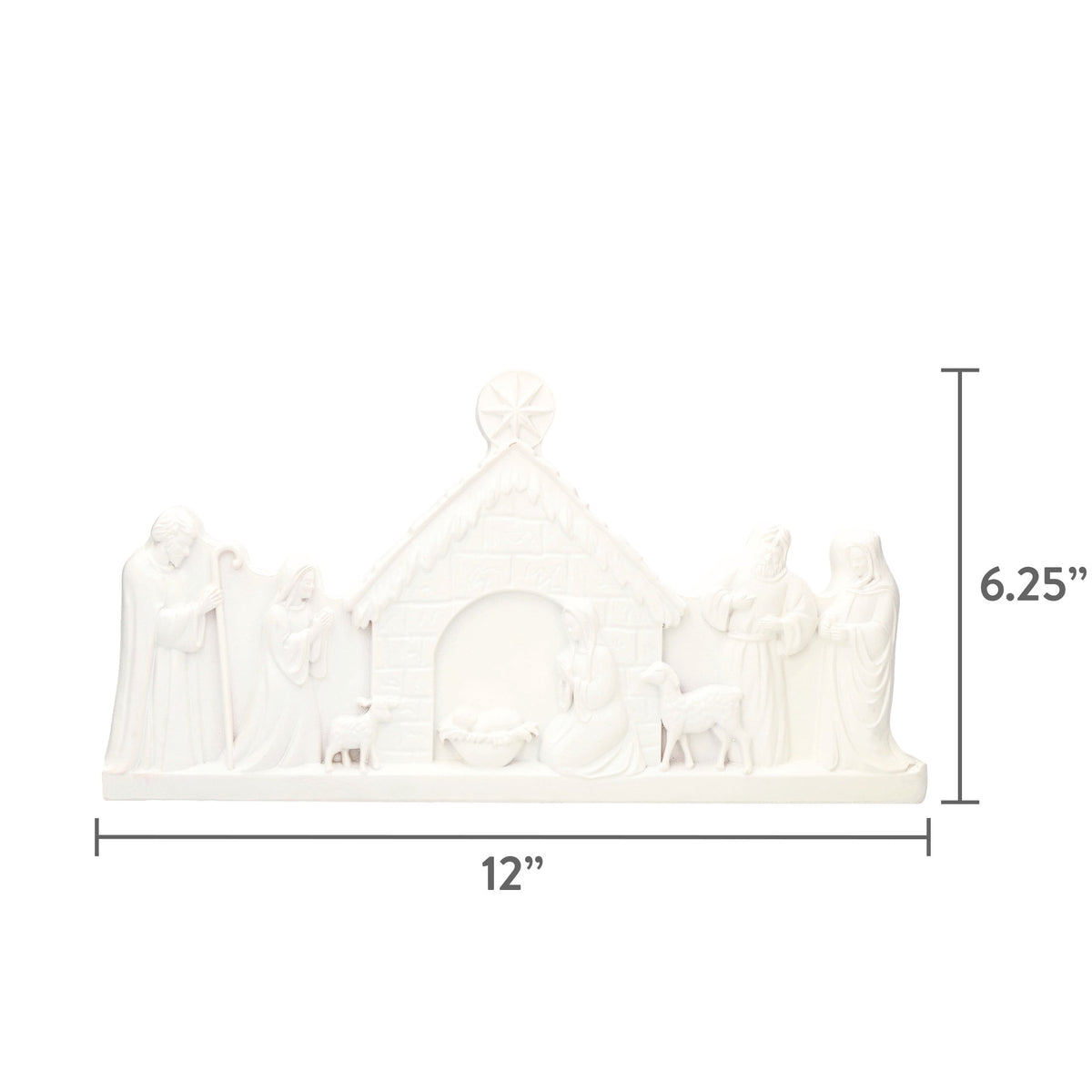 Nativity Scene Christmas Decoration, White, 12" x 6.5", by Holiday Time