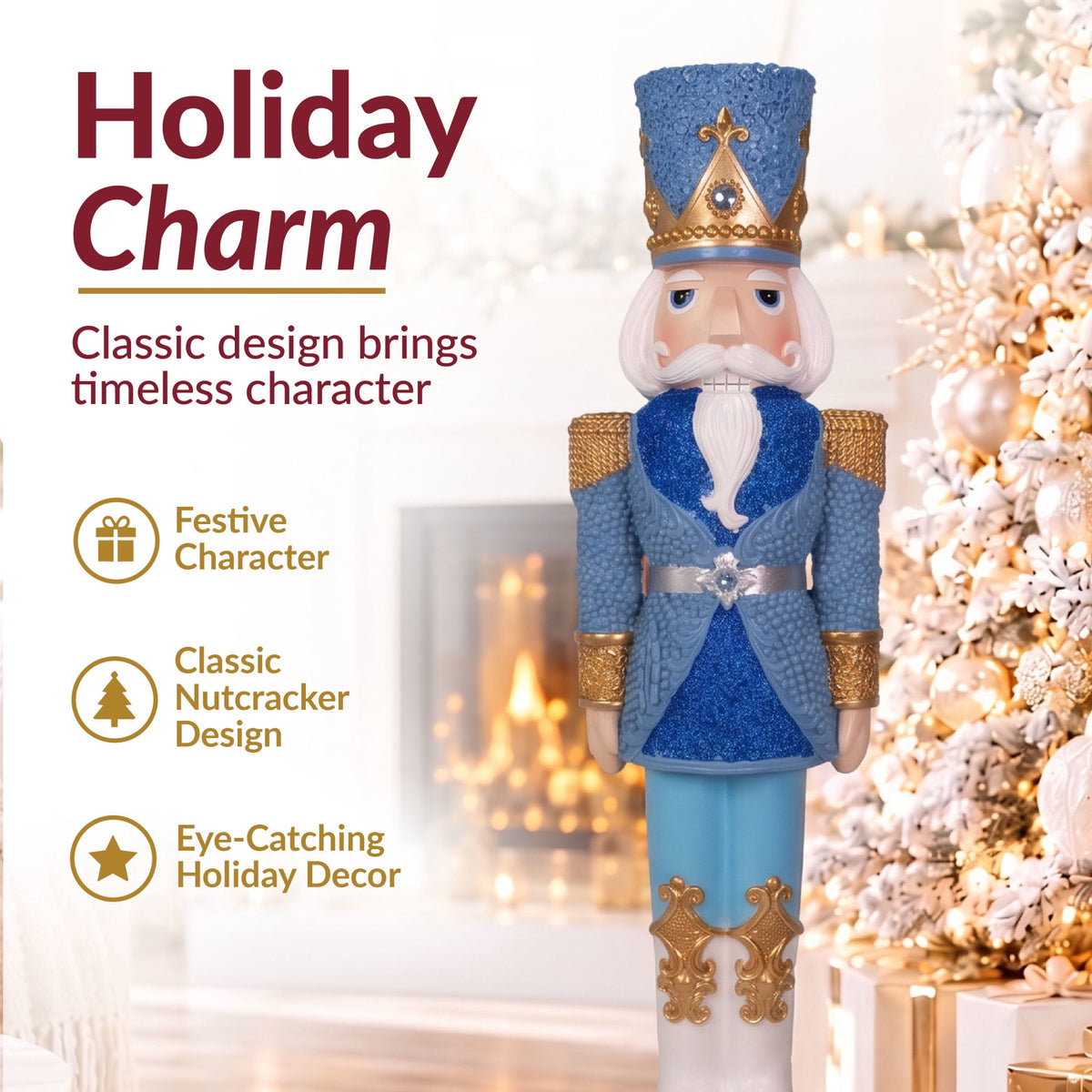 Sunnydaze Pink Polyresin Kenneth the Princely Nutcracker Christmas Statue, 37"