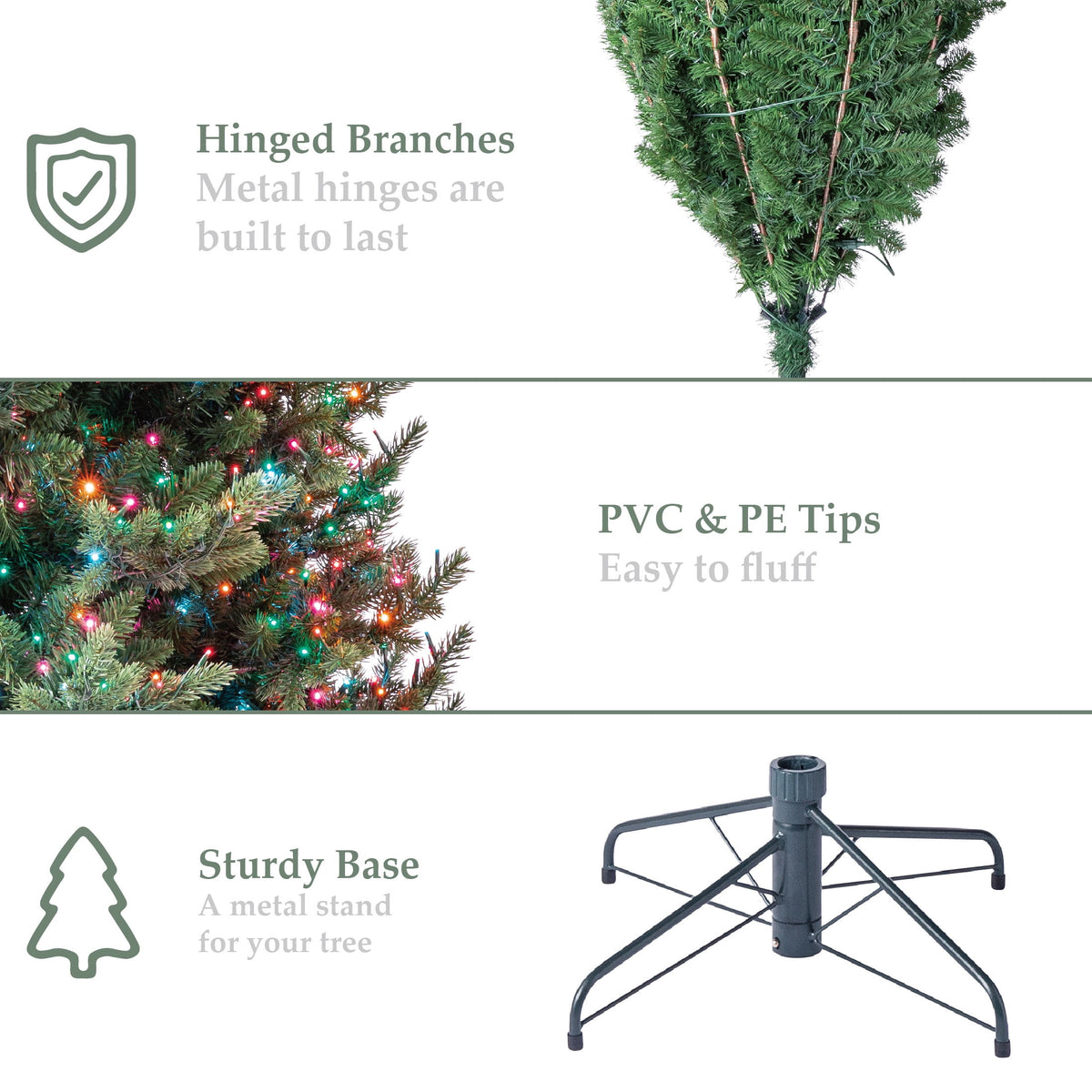 My Texas House 9' Pre-Lit Grand Spruce Green Artificial Christmas Tree with LumaDazzle Color-Changing Twinkle LED Lights, Quick Set, and Stand