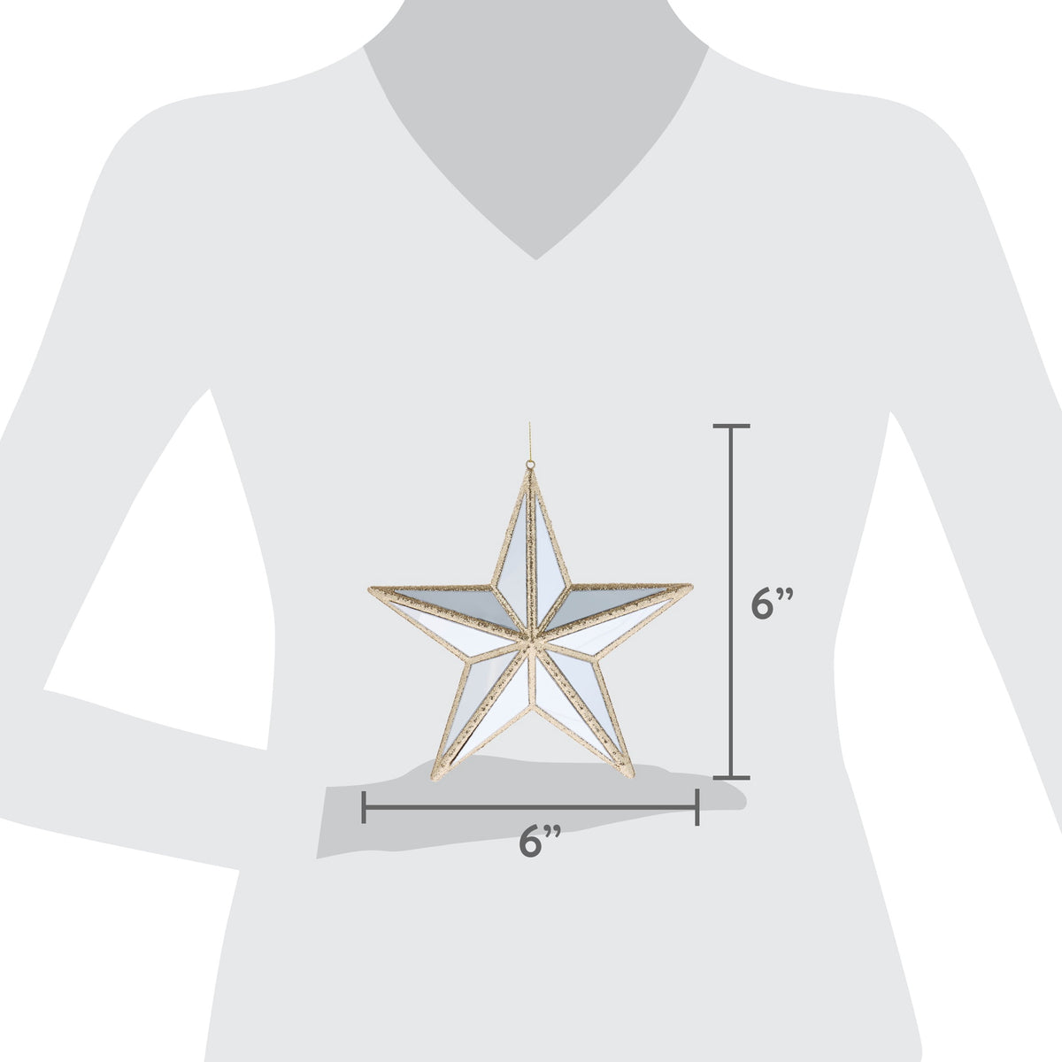 Gold Glitter Mirror Star Christmas Ornament, 6", by Holiday Time
