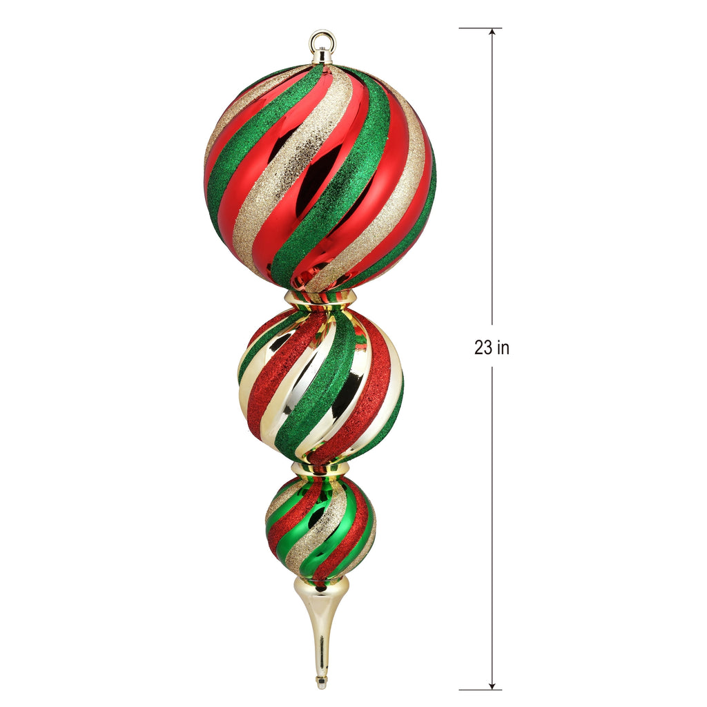 Red/Green/Gold Jumbo Finial Shatterproof Christmas Ornament, 23", by Holiday Time