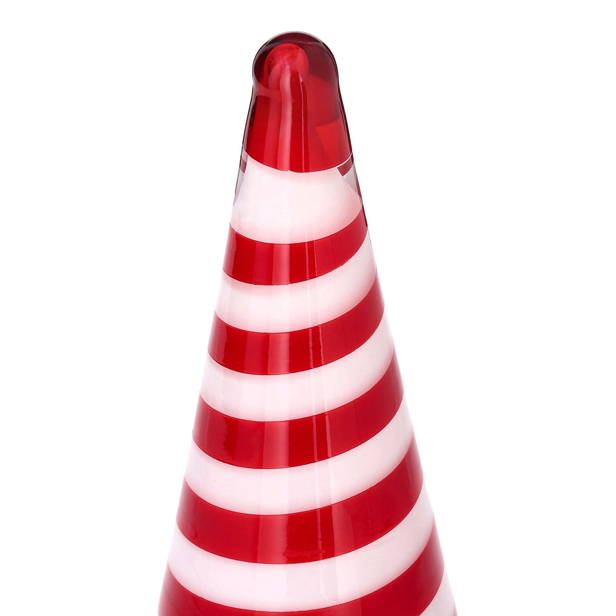 Small Striped Glass Tree Christmas Decoration, Red and White, 11", by Holiday Time