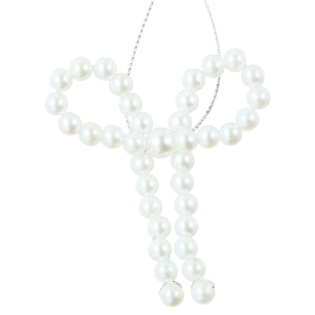 4-Count White Beaded Bow Mini Christmas Ornaments, 2.5", by Holiday Time