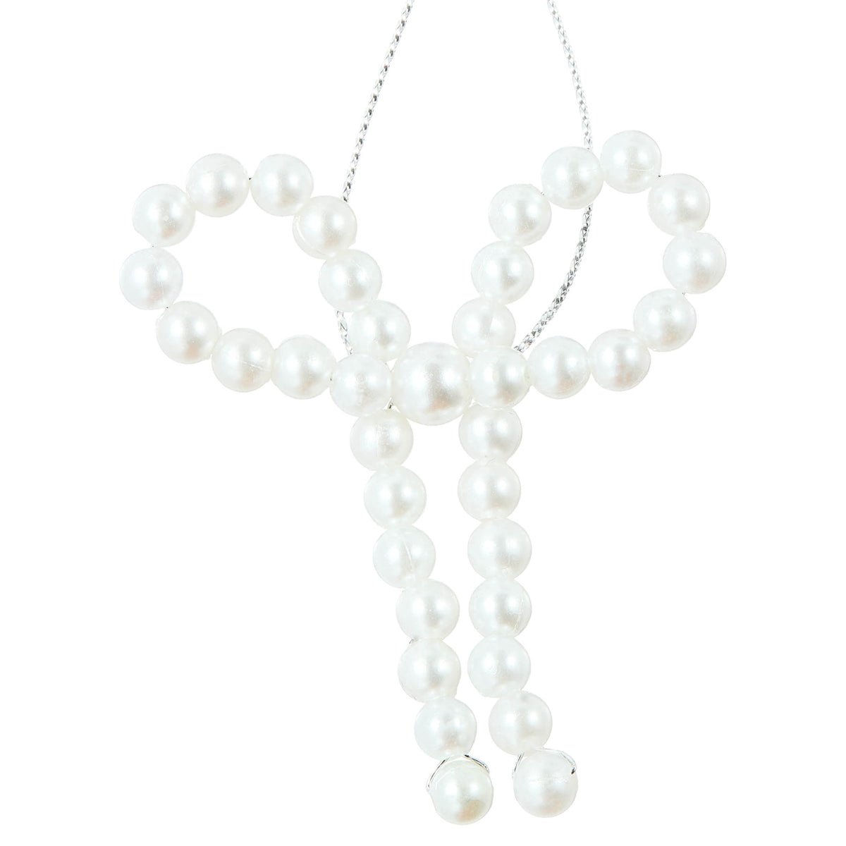 4-Count White Beaded Bow Mini Christmas Ornaments, 2.5", by Holiday Time
