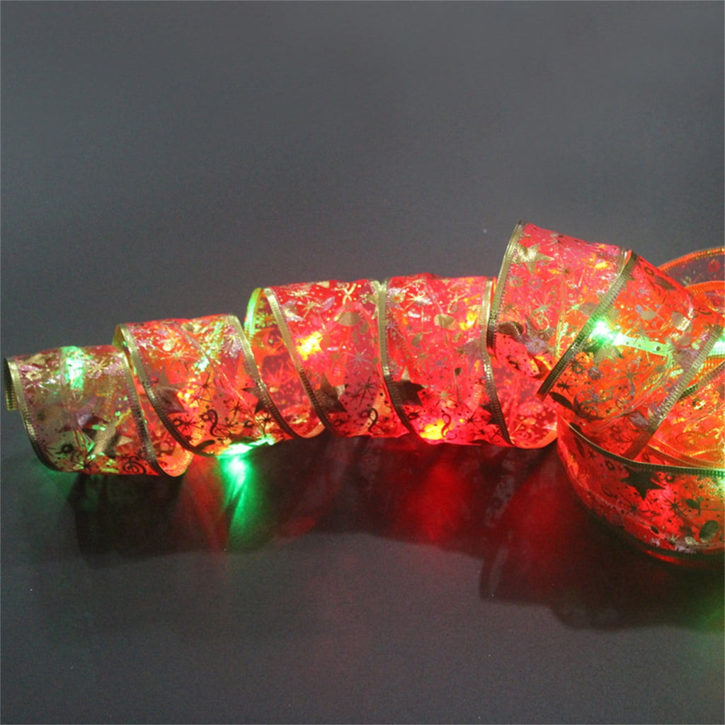 Christmas Tree Lights,Bouanq 6.5 FT 20 LED Ribbon Christmas Lights,Christmas Decorations Christmas Lights Tree Ornaments DIY Lace Bow LED Strip lights Decoration for Xmas Party Outdoor Hanging