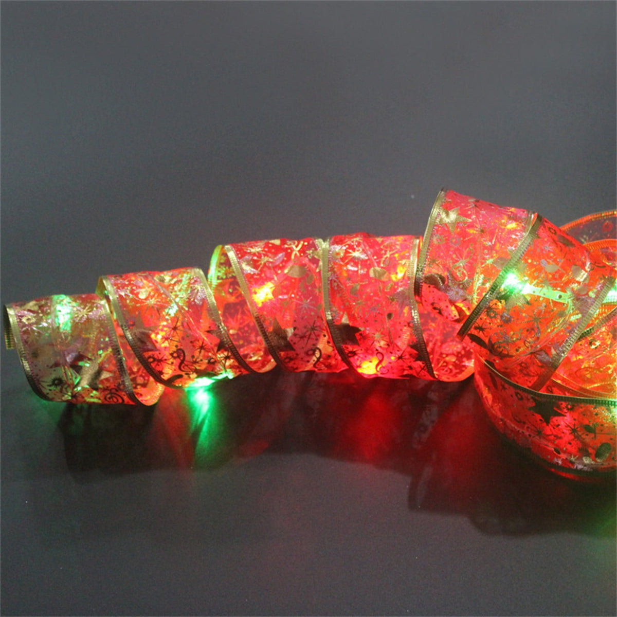 Christmas Tree Lights,Bouanq 6.5 FT 20 LED Ribbon Christmas Lights,Christmas Decorations Christmas Lights Tree Ornaments DIY Lace Bow LED Strip lights Decoration for Xmas Party Outdoor Hanging