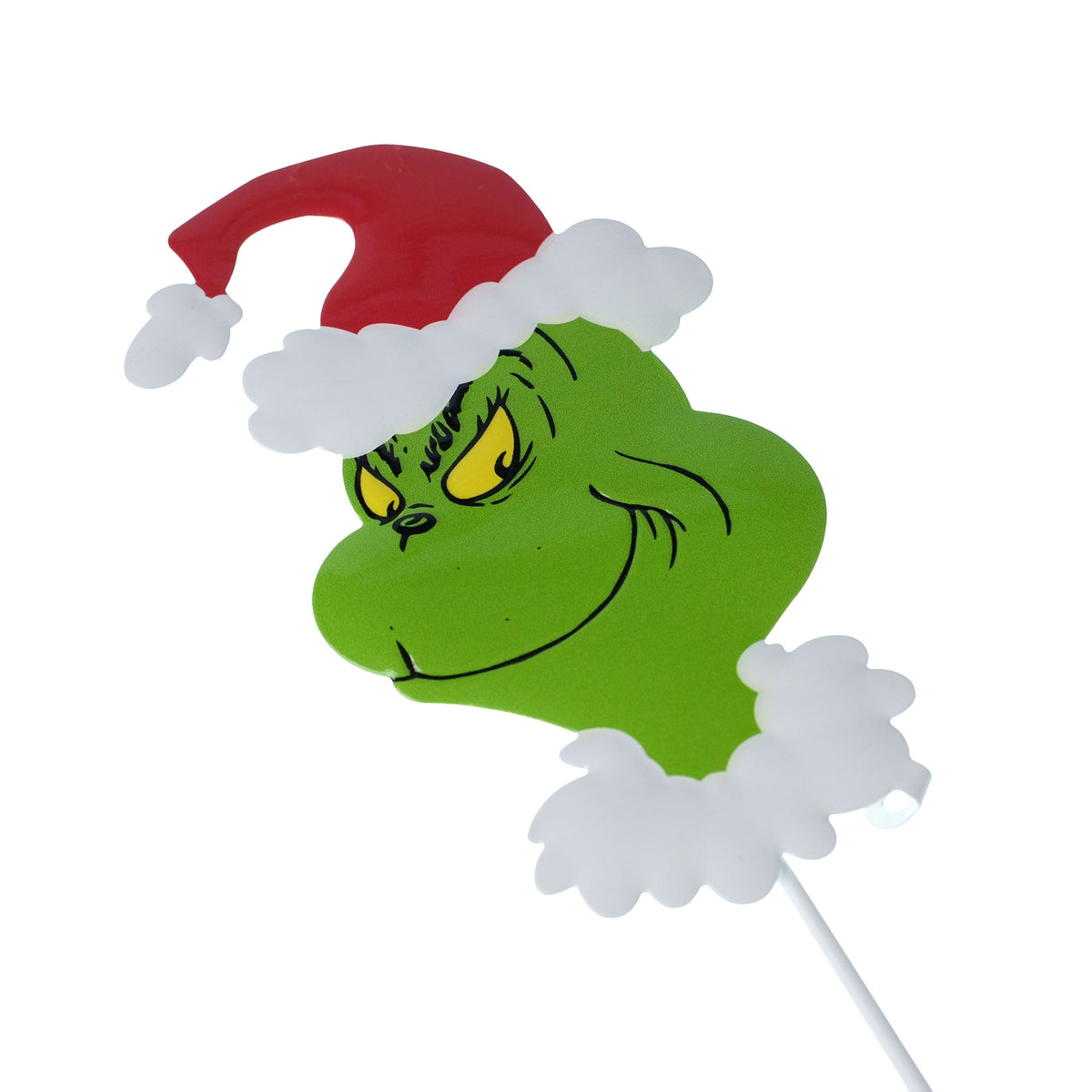 The Grinch Santa Hat Mini Tin Yard Stake – 15 Inch Holiday Outdoor Decoration