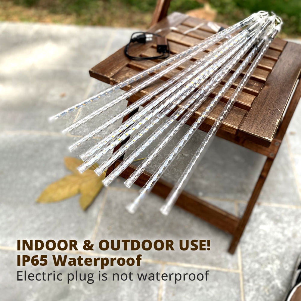 Christmas LED Meteor Shower Rain Warm Lights - 540 LEDs 10 Tubes, 20 Inch Drop/Icicle Snow Falling Raindrop Waterproof Cascading Lights for Wedding Xmas New Year Party Tree Decoration (Warm Light)