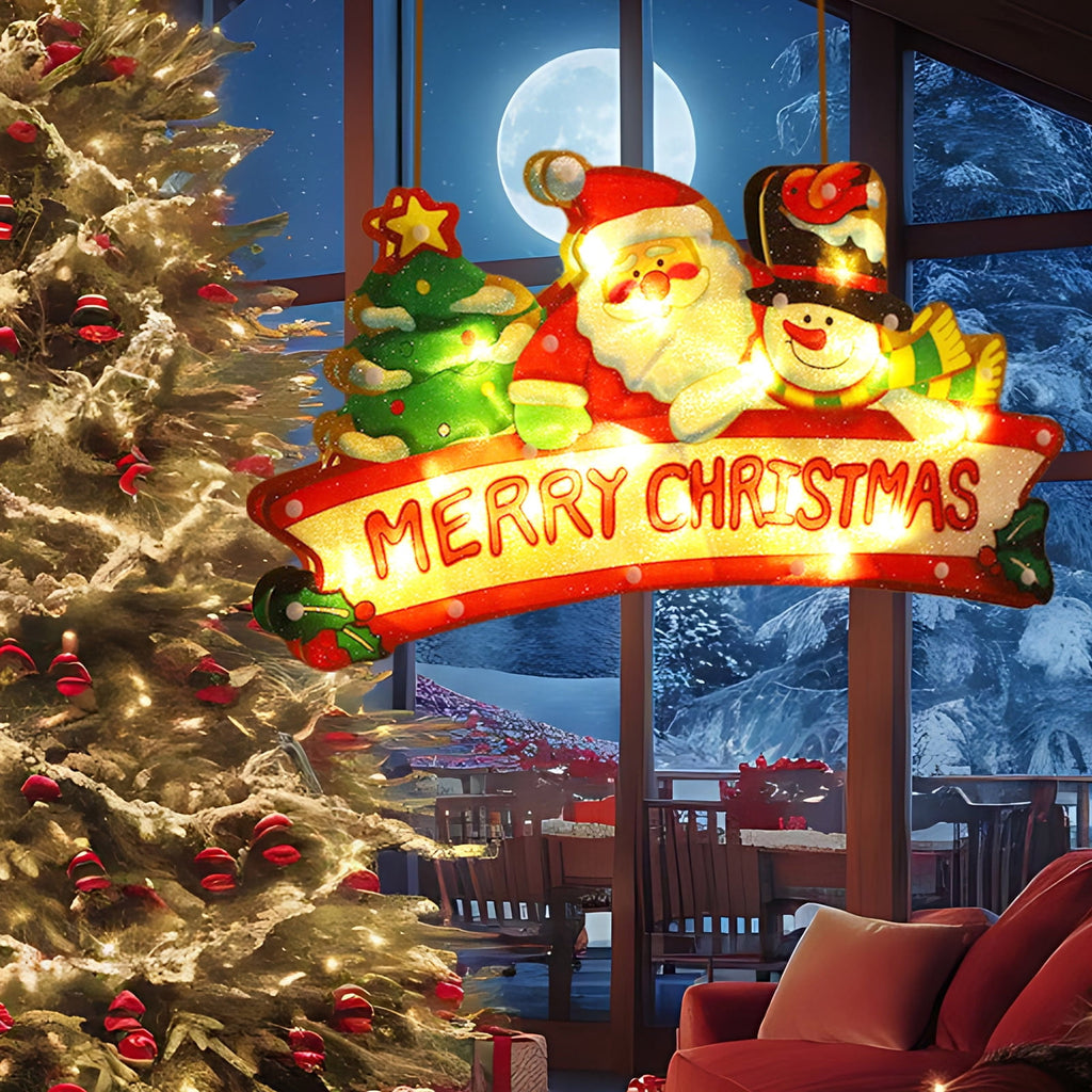 RXIRUCGD Christmas Window Hanging Lights Decorations, Christmas Window Lights with Suction Cup, Battery Operated Hanging Christmas Window Lights Indoor for Xmas Tree Fireplace Door Window Decor