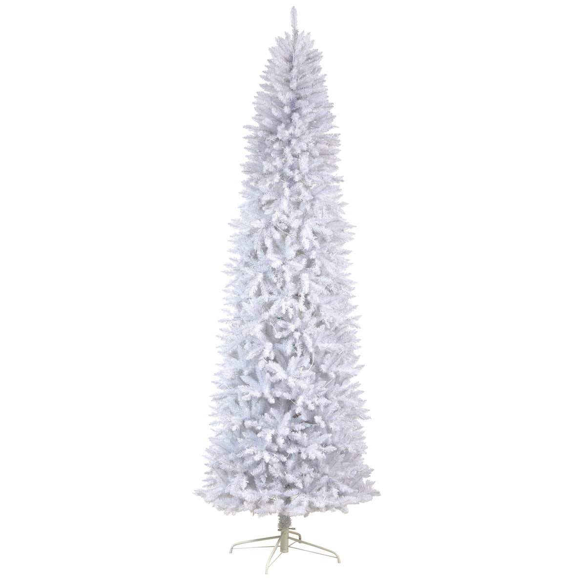 Nearly Natural 3' White Slim Artificial Christmas Tree Prelit 50 Warm White LED Lights