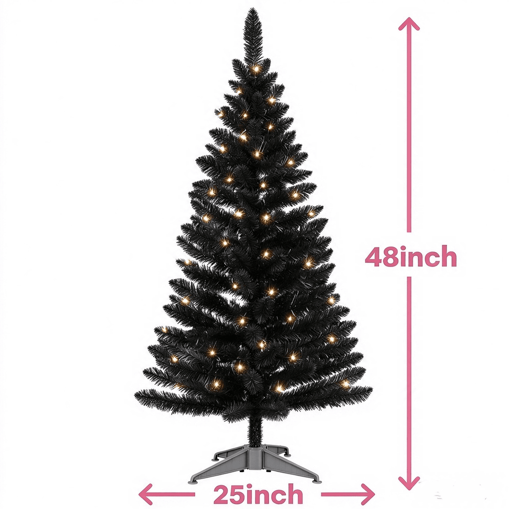 Cowin 4ft Artificial Christmas Tree,Pre-lit Tinsel Pine Spruce Tree, Small Xmas Tree for Home, Office and Party,White