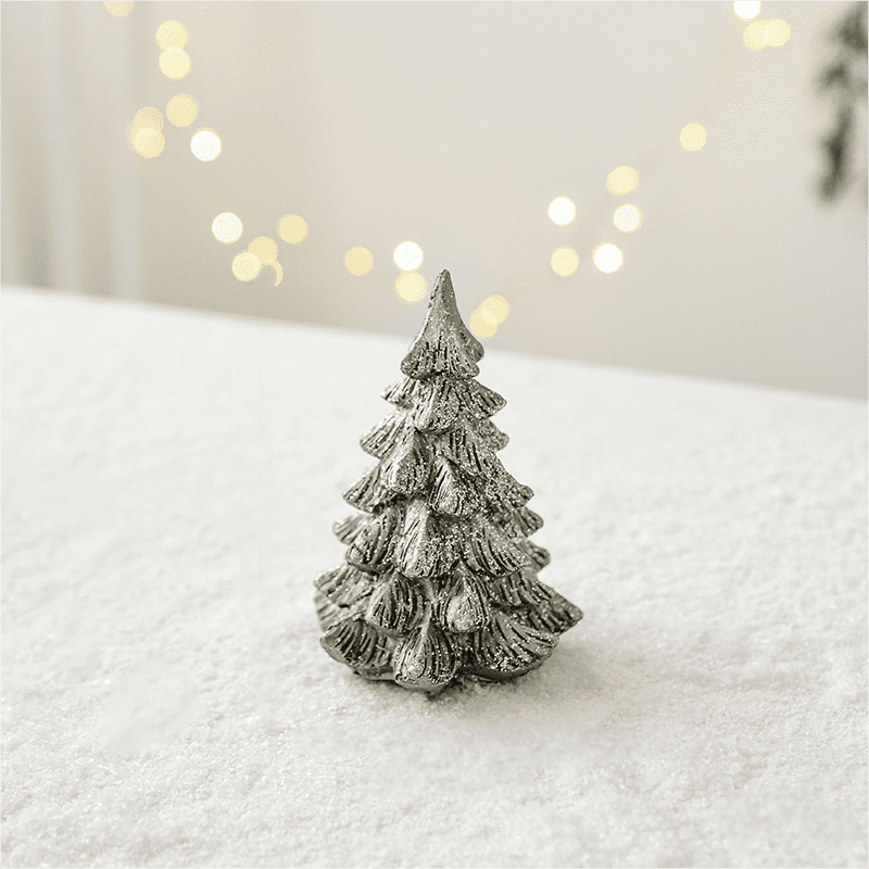 Christmas Tree Figurines, Small Resin Christmas Tree Home Decor, Tabletop Christmas Tree, Decorative Xmas Trees for Christmas Decorations Indoor Mantle Centerpieces