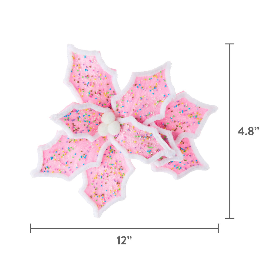 Deluxe Candy Pink Poinsettia Christmas Clip Ornament, 12", by Holiday Time