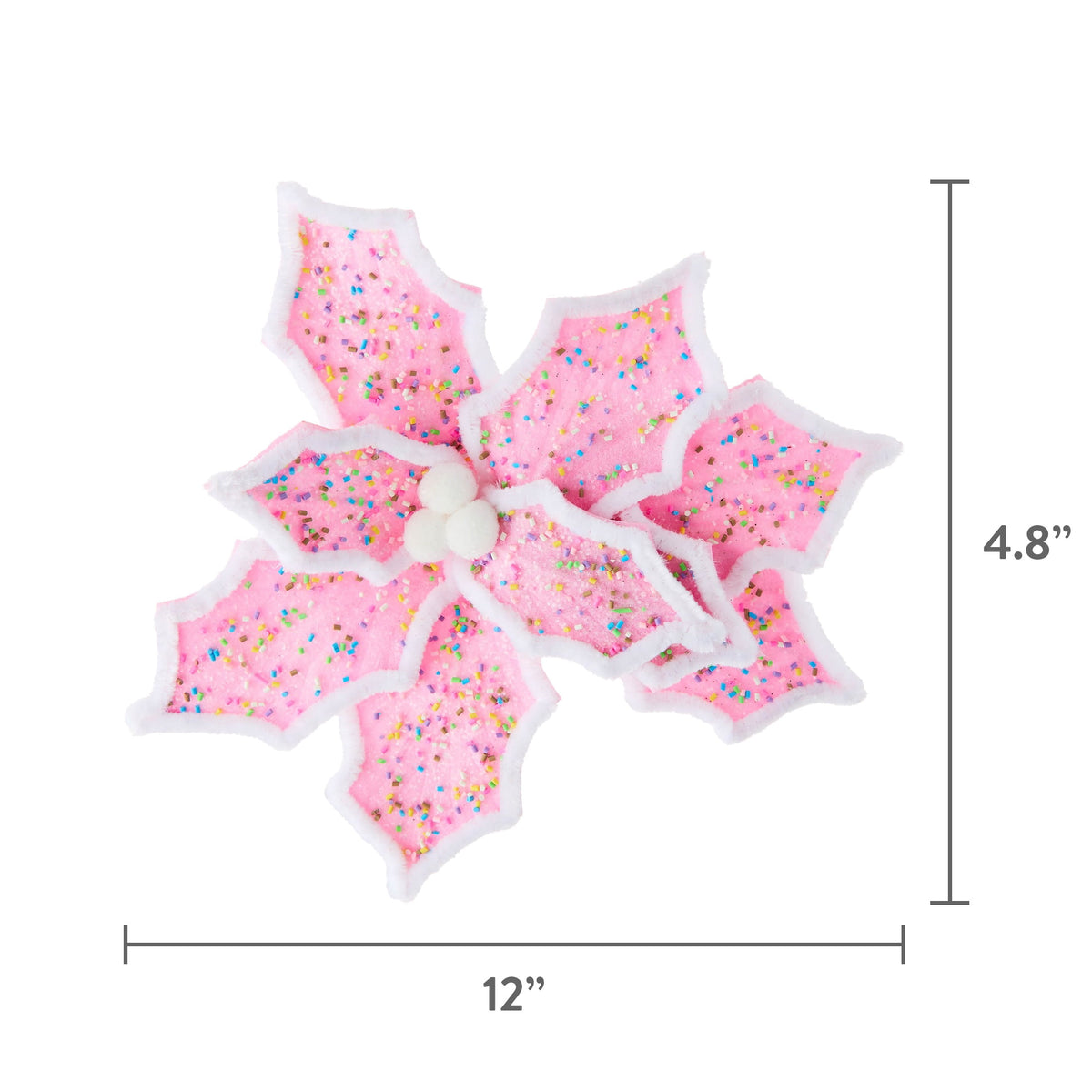 Deluxe Candy Pink Poinsettia Christmas Clip Ornament, 12", by Holiday Time