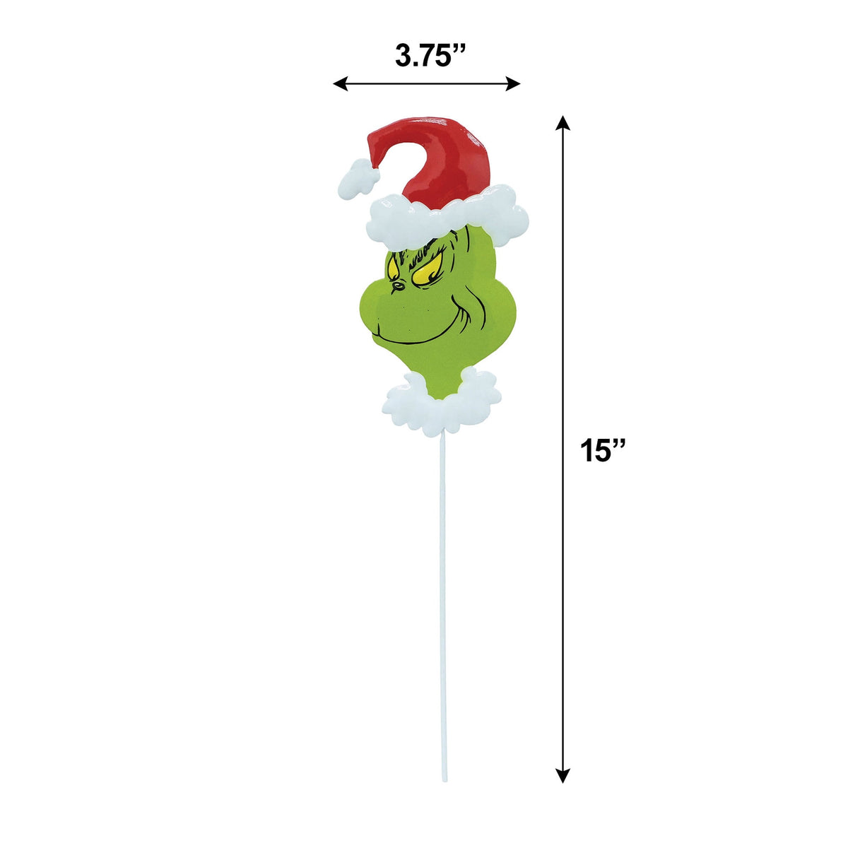 The Grinch Santa Hat Mini Tin Yard Stake – 15 Inch Holiday Outdoor Decoration