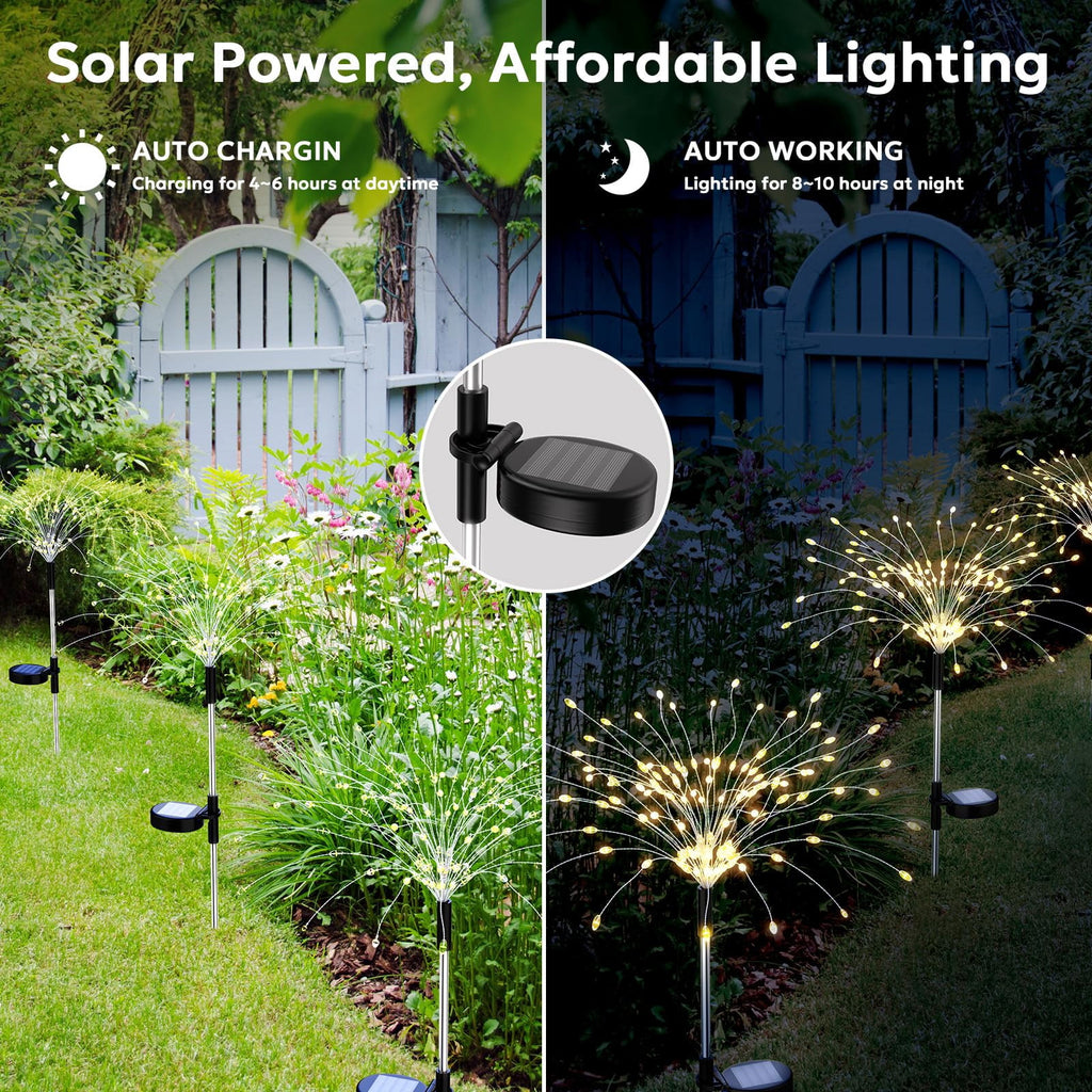 Garden Decor Solar Lights Outdoor,4Pack 120LED Waterproof Colorful Solar Garden Lights Outdoor Decoration,Yard, Patio, Porch,Flower Pot,Pathway,Christmas