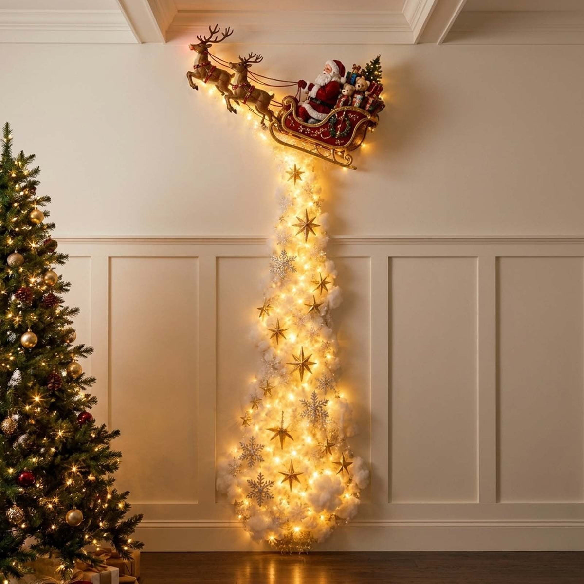 Snowman Magic Fountain, Flowing Snowflake LED Christmas Garden Light,Solar Power and Outdoor Garden Stake for Christmas Yard Decor