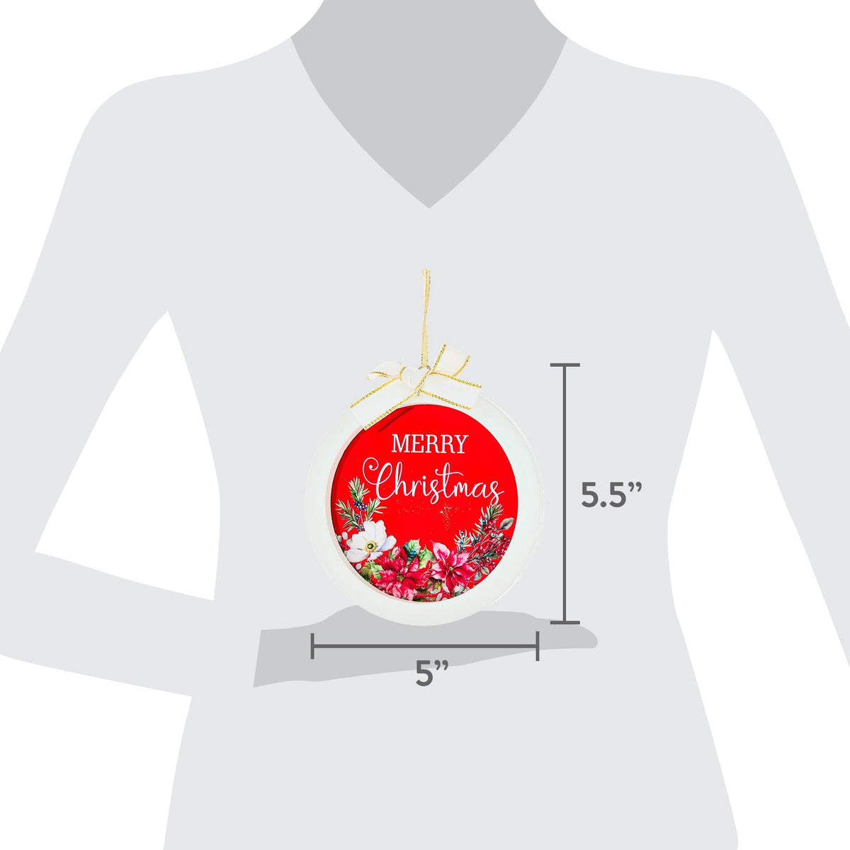 Multicolor Merry Christmas Floral Christmas Ornament, 5.5", by Holiday Time