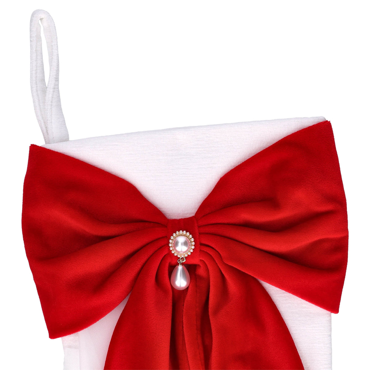 Christmas Stocking with Velvet Bow, Red and White, 19", by Holiday Time