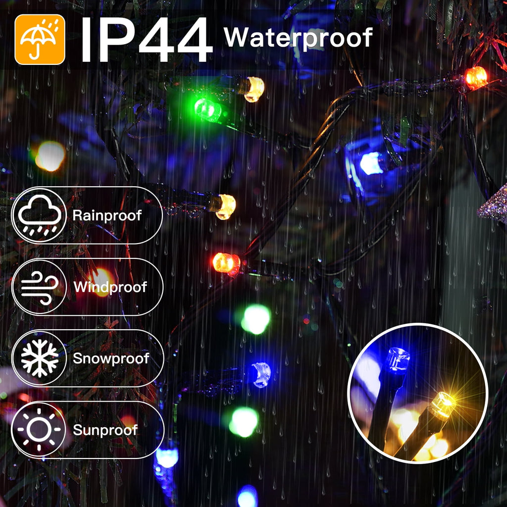 Ollny 66ft 200 LED Christmas String Lights, 11 Lighting Modes 3 Timing Waterproof Indoor Outdoor Color Changing Christmas Lights for Decorations