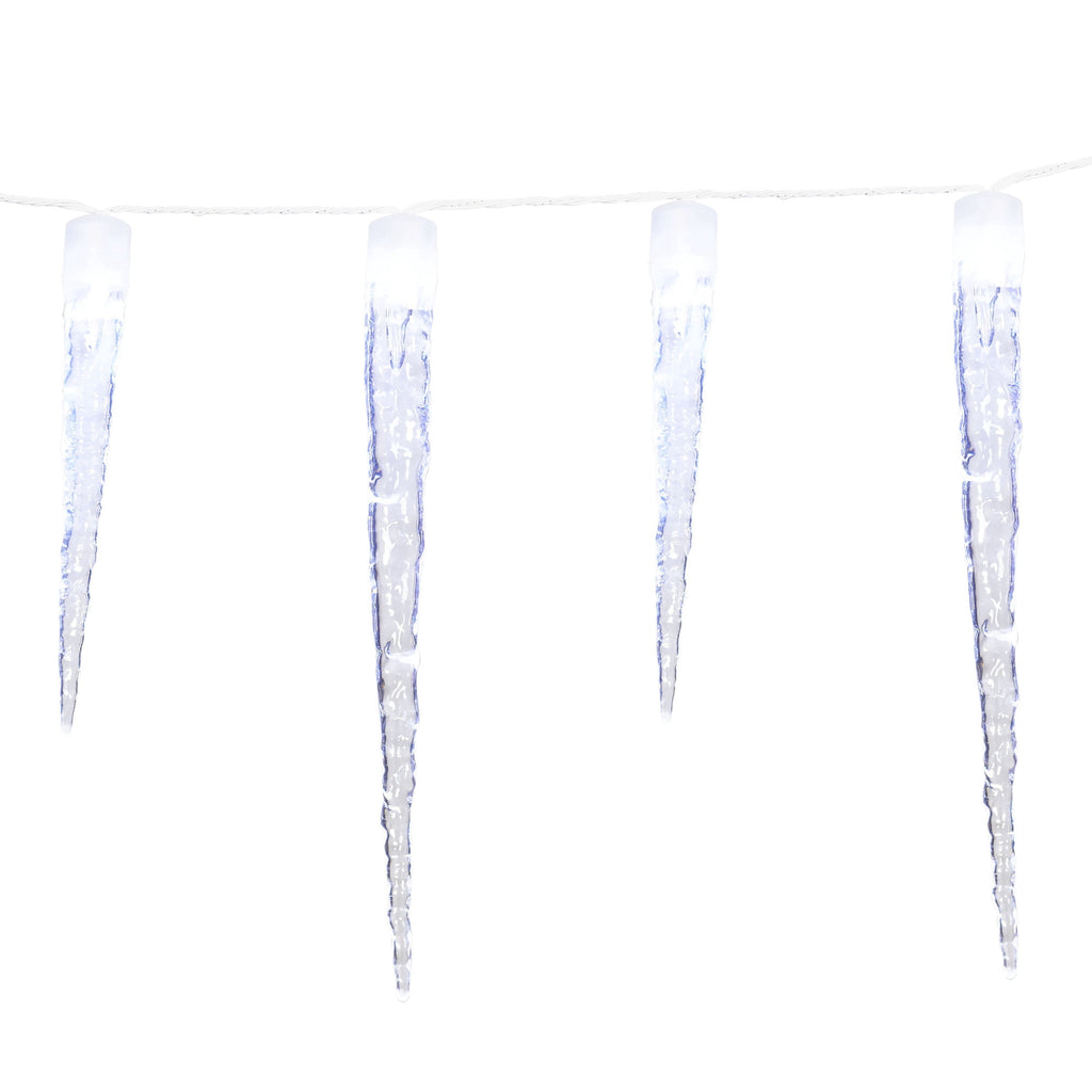 Indoor/Outdoor 8-Count LED 8-Function Crystal Christmas Icicle Lights, Cool White, White Wire, 9', by Holiday Time
