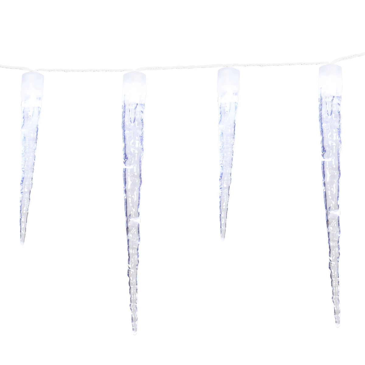 Indoor/Outdoor 8-Count LED 8-Function Crystal Christmas Icicle Lights, Cool White, White Wire, 9', by Holiday Time