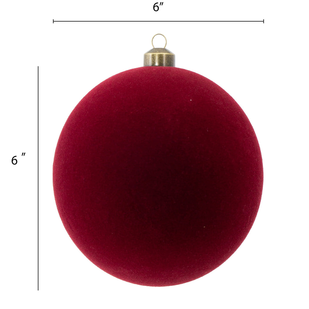 My Texas House 2-Count Burgundy Velvet-Feel Ball Shatterproof Christmas Ornaments, 7"
