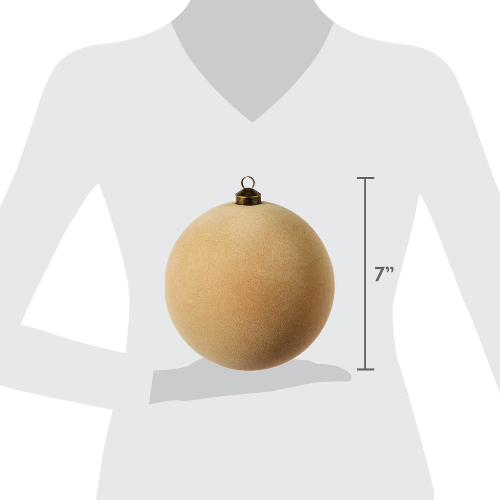 My Texas House 2-Count Gold Velvet-Feel Ball Shatterproof Christmas Ornaments, 7"