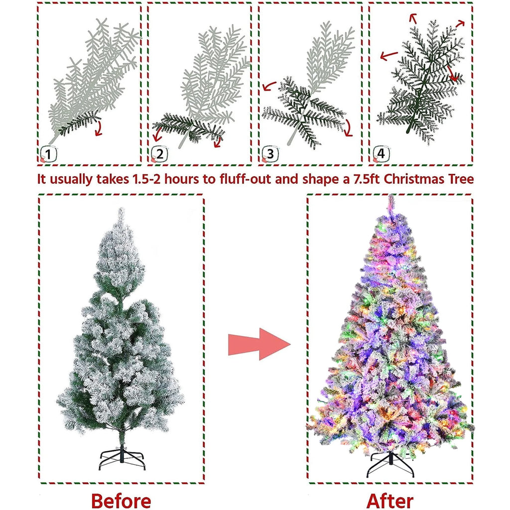 Fenbeli 6ft Artificial Christmas Tree with Metal Base, Indoor Outdoor Green