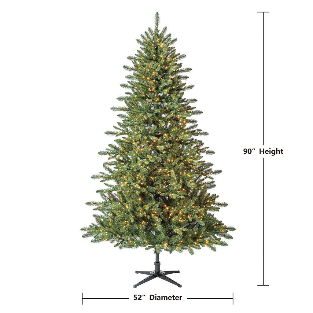 7.5' Pre-Lit Milford Pine Green Artificial Christmas Tree with LumaDazzle Color-Changing Twinkle LED Lights, Quick Set, and Stand, by Holiday Time