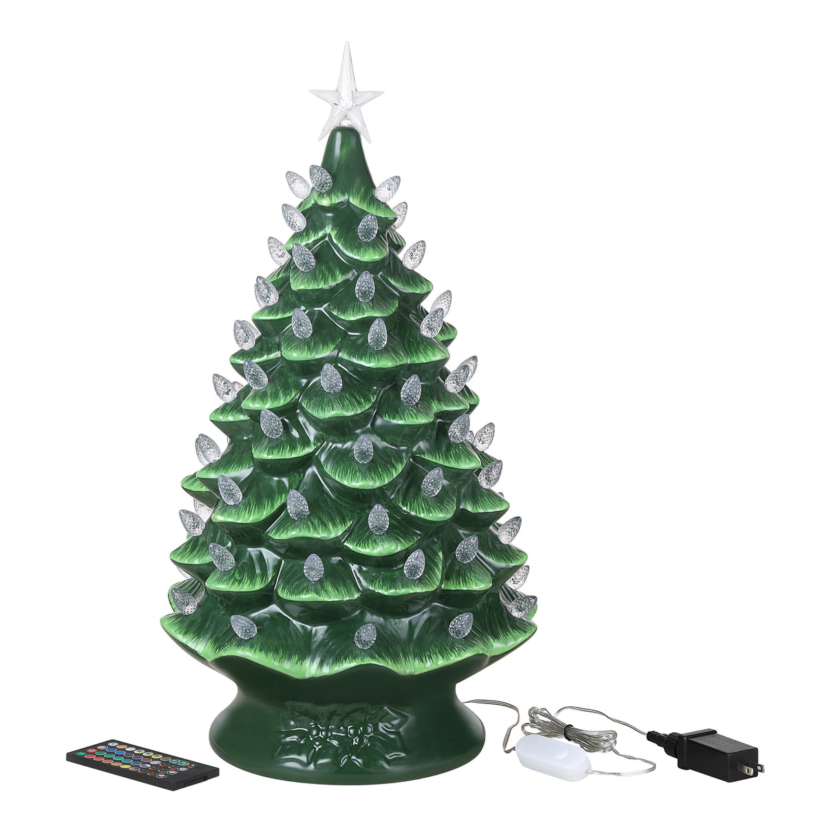 Mr. Christmas 24 in. Green Nostalgic Ceramic Tree with Lightshow
